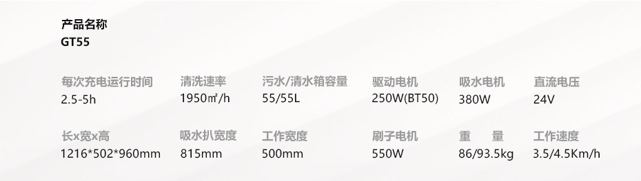 技術參數(shù)GT55